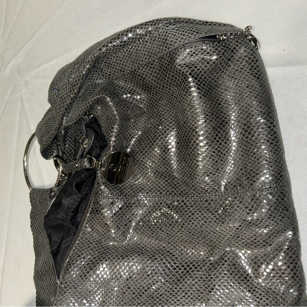 Jenifer Lopez Shimmery Black Hobo Bag with Silver Rings-Great Purse ! Sexy! - Picture 8 of 12